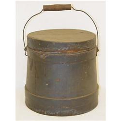 19TH CENT. PAINTED BANDED WOODEN FIRKIN IN DA