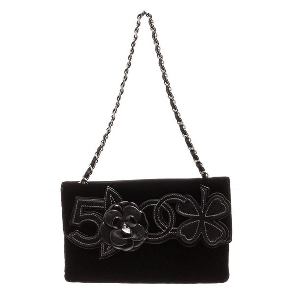 Chanel Black Velvet Precious Symbols Flap Bag