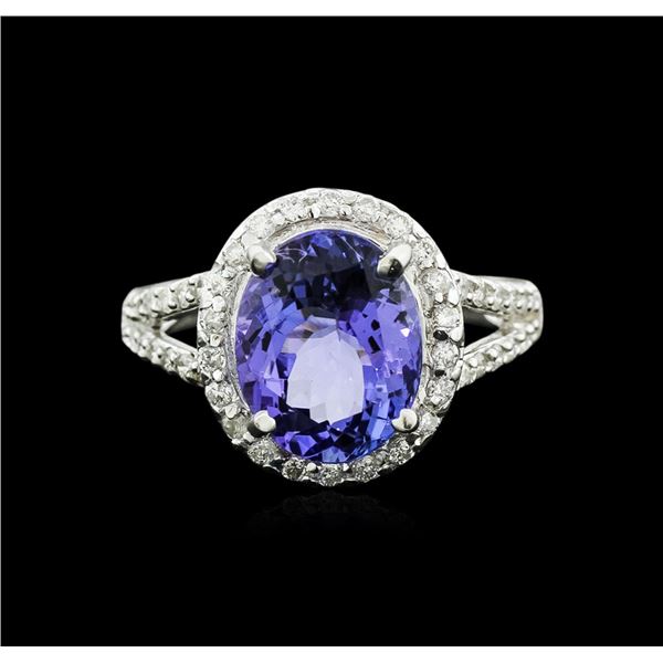 14KT White Gold 4.19 ctw Tanzanite and Diamond Ring