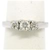 Image 4 : Classic 14k White Gold 0.45 ctw Three Stone F VS2 Round Diamond Engagement Ring