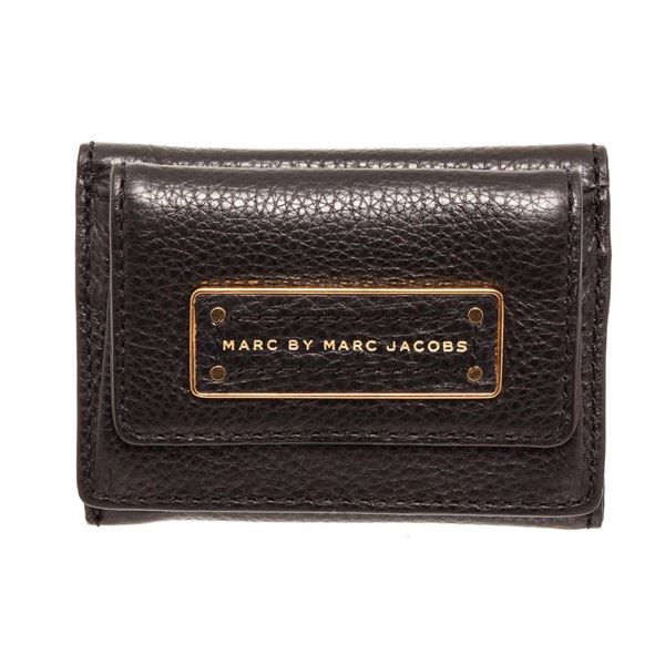 Marc By Marc Jacobs Black Leather Mini Compact Flap Wallet