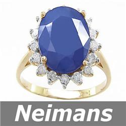 Certified Gem 6.50 ct Sapphire & Diamond Ring 14k Gold