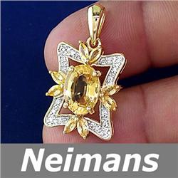 Antique 3.75 ct Certified Citrine & VS Diamond Ring 14K