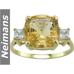 5.75 ct Citrine & White Sapphire Ring 14K Gold