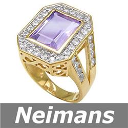 Gem Certified 5.50 ct Amethyst & Sapphire Ring 14K Gold