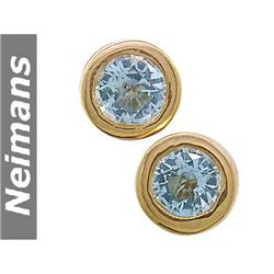 Gem Certified 2.25 ct Blue Topaz Stud Earrings 14k Gold