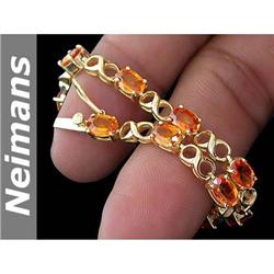 Gem Certified 8.50 ct Orange Sapphire Bracelet 14k Gold