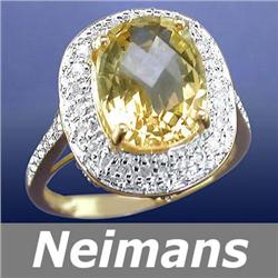 Antique Gem 3.75 ct Citrine & Diamond Ring 14kt Gold