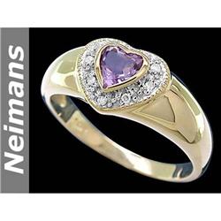 Antique .50 ct Amethyst & Diamond Ring 14kt Gold CERT