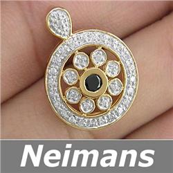 Antique .50ct Black & White VS Diamond Pendant 14K Gold