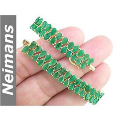 23.75 ct Certified Emerald Bracelet 14kt Gold