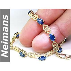 Gem Certified 7.25 ct Sapphire Tennis Bracelet 14k Gold