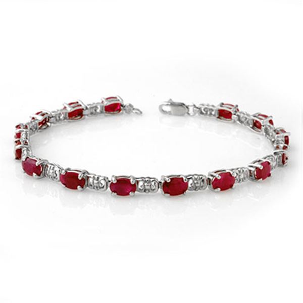 8.40 ctw Ruby Bracelet 18k White Gold - REF-94X5A