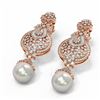 Image 3 : 6.58 ctw Diamond & Pearl Earrings 18K Rose Gold - REF-601Y6X