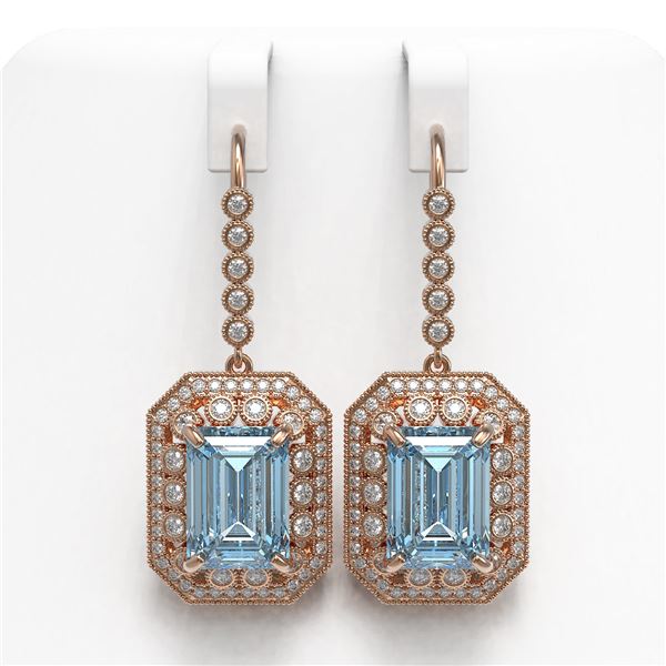 24.81 ctw Sky Topaz & Diamond Victorian Earrings 14K Rose Gold - REF-365X5A