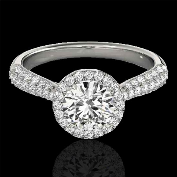 1.40 ctw Certified Diamond Solitaire Halo Ring 10k White Gold - REF-204N5F