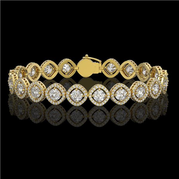 13.06 ctw Cushion Cut Diamond Micro Pave Bracelet 18K Yellow Gold - REF-1690H2R
