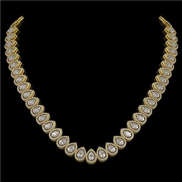34.83 ctw Pear Cut Diamond Micro Pave Necklace 18K Yellow Gold - REF-4761H8R