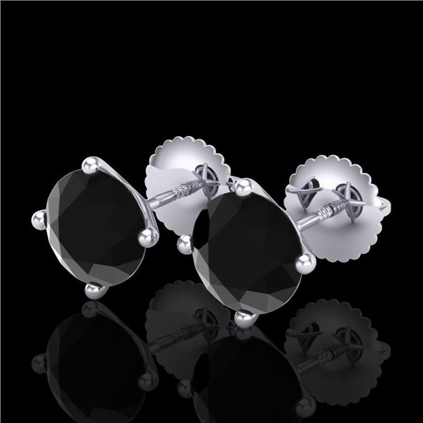 2.5 ctw Fancy Black Diamond Art Deco Stud Earrings 18k White Gold - REF-61W4H