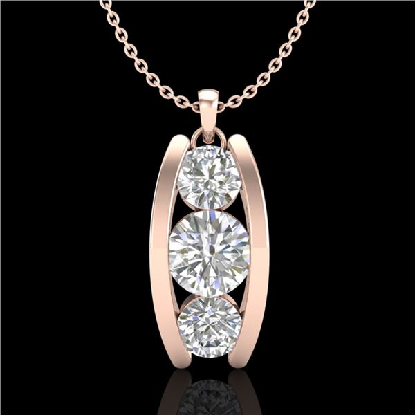 1.07 ctw VS/SI Diamond Solitaire Art Deco Stud Necklace 18k Rose Gold - REF-178K2Y