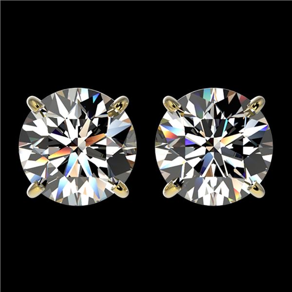 2.50 ctw Certified Quality Diamond Stud Earrings 10k Yellow Gold - REF-303G2W