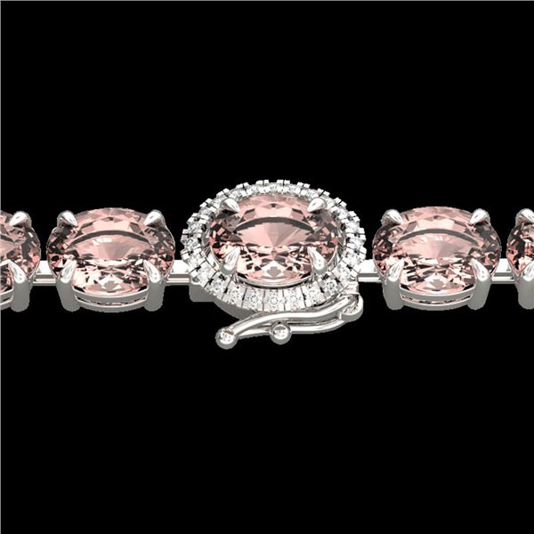 26 ctw Morganite & VS/SI Diamond Micro Bracelet 14k White Gold - REF-285K3Y