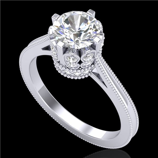 1.5 ctw VS/SI Diamond Art Deco Ring 18k White Gold - REF-399N3F
