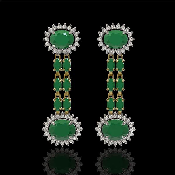 10.23 ctw Emerald & Diamond Earrings 14K Yellow Gold - REF-227X3A