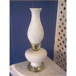 Milk Glass Hobnail Lamp  #1606683