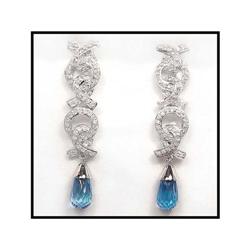 AQUAMARINE COLOR TOPAZ 120 DIAMONDS 18K #1607234