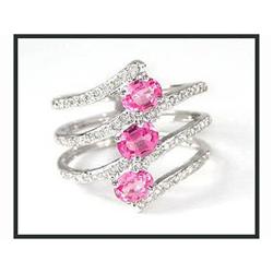 18K White Gold Pink Sapphire Diamond Ring(price#1607264