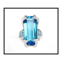 Aquamarine Color Topaz Diamond Ring(price was #1607267