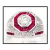Image 1 : PLATINUM 1930'S DESIGN DIAMOND RUBY RING(price #1607268