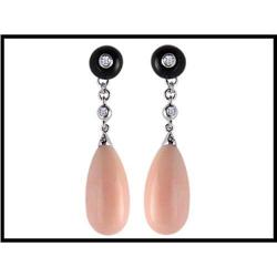 Stunning 18K White Gold Onyx, Coral, and #1607409