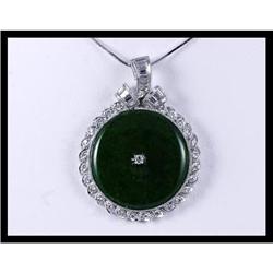 Brilliant 14K White Gold Jade and Diamond #1607422