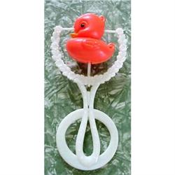 50's Plastic BABY RATTLE*Tiny duck #1607572