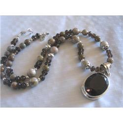 Smoky quartz~sterling silver~jasper #1607925