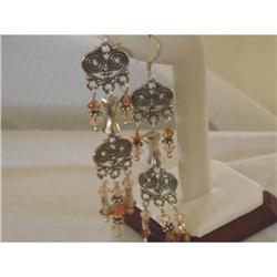 Copper and Peach SS chandelier earrings #1607927