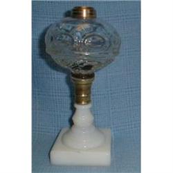 19TH CENTURY BULLSEYE PATTERN GLASS OIL LAMP #1607993