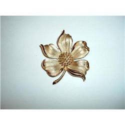 Large  Trifari Crown Marked Flower Brooch #1608011