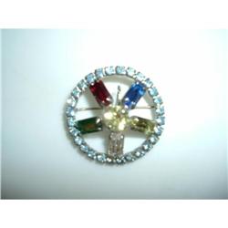 Vintage Multicolor Rhinestone Pin/Pendant #1608016