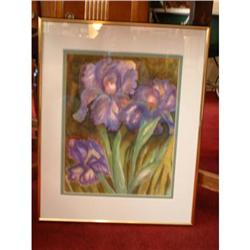 Original Watercolor /Purple Irises, Framed #1608226