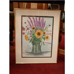 Original Watercolor /Garden Bouquet, Framed #1608227