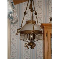 Victorian Brass Hanging Lamp #1608234