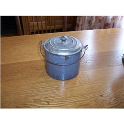 Gray Enamel Berry Bucket w/Tin Lid #1608248