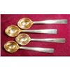 Image 1 : STERLING Salt SPOONS Gold BOWLS - Set of 4 #1608514