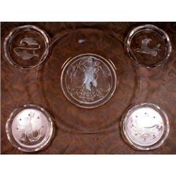 Val St Lambert ZODIAC Coaster SET & Fruit PLATE#1608530