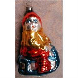 Sledder CHRISTMAS Ornament HP Glass - VINTAGE #1608566