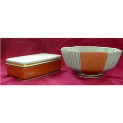 Royal COPENHAGEN Orange CRACKLE Bowl & Box #1608624