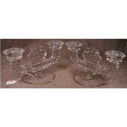 Fostoria AMERICAN Candlesticks PAIR - 2 lite  #1608638